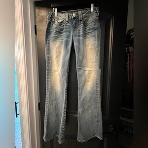 True Religion crystal embellished button Becky boot cut jeans